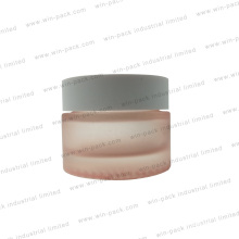 Clear Cosmetic Glass Packaging Skin Care Cream Jar in Pink Color Cosmetic Packaging